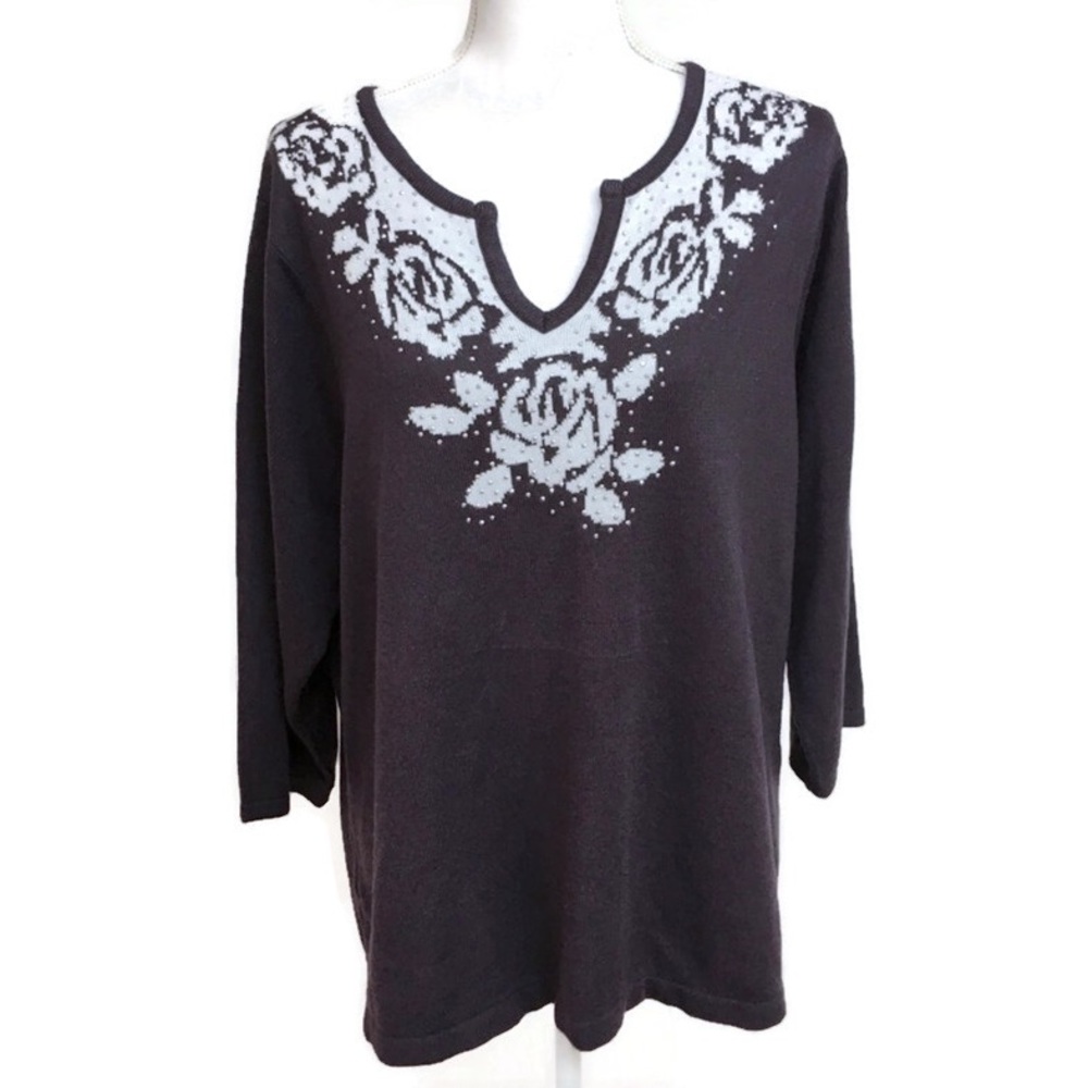 C.D.Daniels Eggplant & White Sweater Size 1X